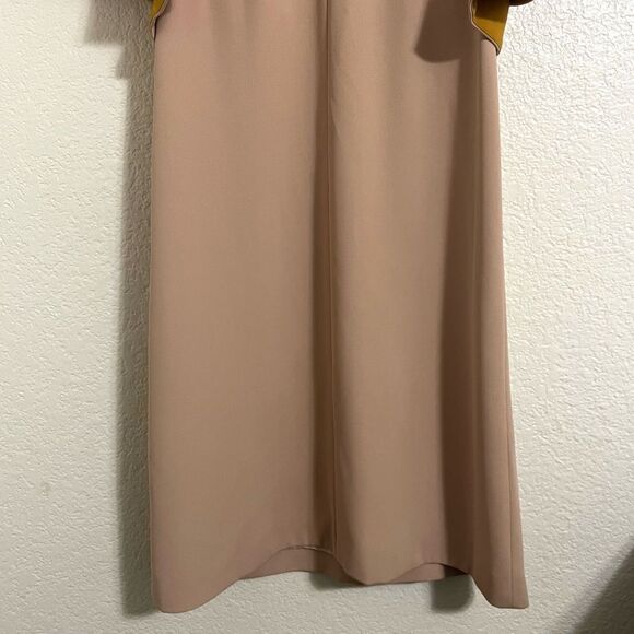 Peggy Hartanto Dress Mod Exaggerated Ruffled Sleeves Babydoll Dress Tan Size 2 - Picture 9 of 15